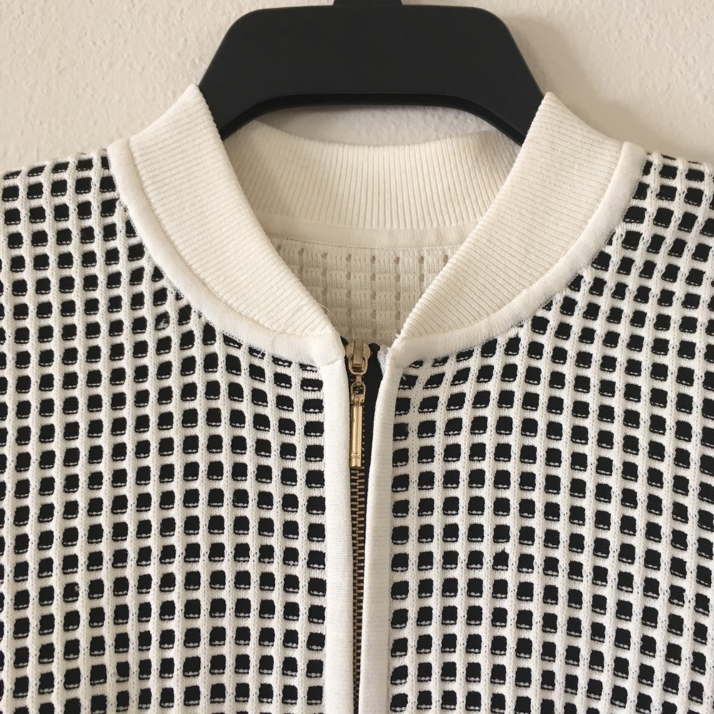 Women’s Black and white squares zip-up jacket - Picture 2 of 5